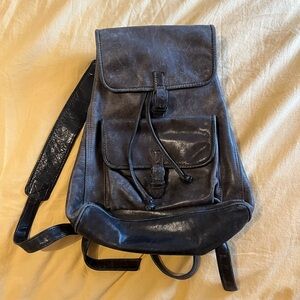 Vintage Black Leather Men's Backpack